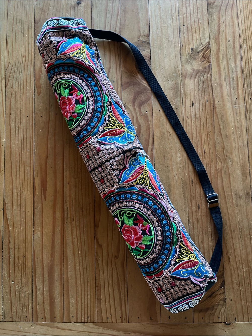 Embroidered Floral Hmong Tribe Yoga Mat Bag w/Strap BRAND NEW NO TAGS